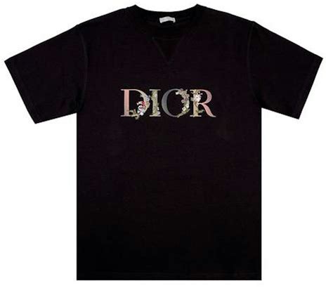 dior t shirt black|Dior embroidered t shirt.